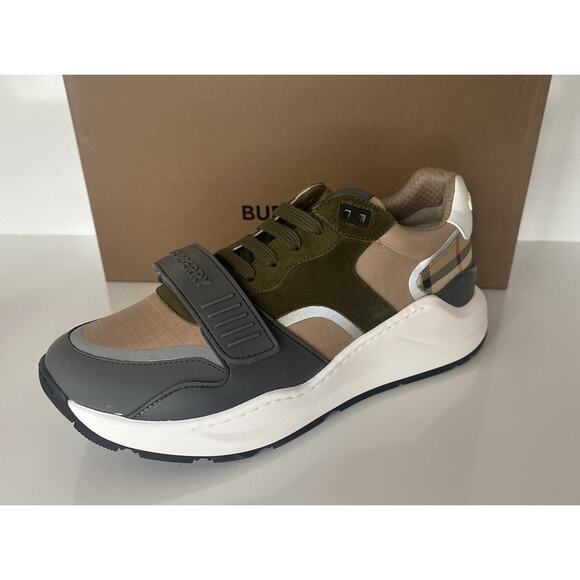 NIB Burberry Men\'s Ramsey Check Beige & Green Sneakers 8 US (41 Euro) 8045292 IT main image 4